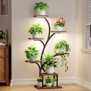 NouvelHorizonstore-Support pour plantes d'int&eacute;rieur avec lampes de croissance, &eacute;tag&egrave;re d'int&eacute;rieur &agrave; 7 niveaux, supports d'angle pour plantes d'int&eacute;rieur, &eacute;tag&egrave;res en m&eacute;tal en forme d'arbre pour la m - Neuf