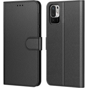 KALANKA-Coque pour Xiaomi Redmi Note 10 5G, Etui Protection Housse Premium en Cuir PU,Pochette Fermeture Magn&eacute;tique,Flip Case Compatible avec Redmi Note 10 5G (Book Noir) - Neuf