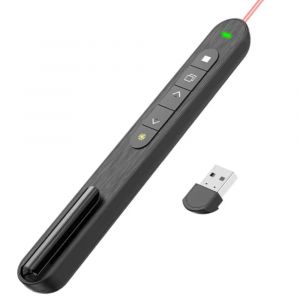 Présentateur sans fil lumière rouge stylo tournant de page 2.4G RF Volume télécommande PPT présentation USB PowerPoint pointeur souris--Black - Neuf