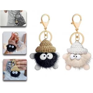 TIANYI-Porte clef pompon,Porte-cl&eacute;s Ourson Kawaii pour femmes,porte clef voiture femme,Porte-cl&eacute;s Ourson Pom Pom bling bling,Lot Porte Cl&eacute;,Portefeuille Girly pour sac &agrave; dos,Cadeau de No&euml;l pour dames - Neuf