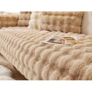 Housse De Canap&eacute; En Fausse Fourrure Marron 90x160cm, Imitation Lapin, Protection - Neuf