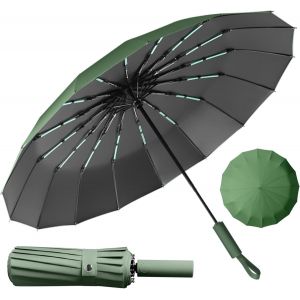 Jgd-Parapluie Pliant Automatique,Parapluie Pliant R&eacute;sistant Au Vent Durable & Compact 16 Baleines Anti-Temp&ecirc;te, Grand Parapluie Pliant &Agrave; Ouverture Automatique, Coupe-Vent, Parasol Anti-Uv - Neuf