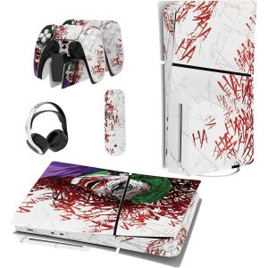 Autocollant Protection pour ps5 Slim Standard Console, Sticker Skin pour ps5 Manette & T&eacute;l&eacute;commande & Casque & Station de Charge,Disc Edition-Clown Hahaha - Neuf