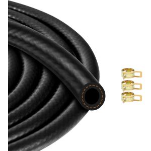 MEVRONISSHOP-Tuyau d'Essence Kit - 1 M&egrave;tre &Oslash; 6mm Durite Carburant NBR - avec 3 Pi&egrave;ces Colliers de Serrage Acier Inoxydable - pour Moto, Voiture, Camion, Tracteur, Tondeuse et Petit Moteur - Neuf