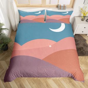 Housse De Couette Homewish Farmhouse Pour Lit Double, Parure De Lit Style Japonais Motif Montagne Rouge Et Soleil Pour Enfants, Housse De Couette Style Chalet, Parure - Neuf