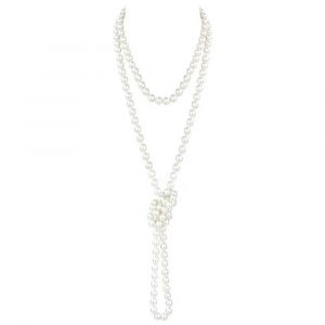 Collier Charleston À Long Maillons En Perles D'imitation, Accessoire De Déguisement Années 1920 Gatsby Pour Femme, Idéal Pour Une Soirée De Bal Ou Un Bal De Promo (150 Cm). - Neuf