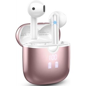 JGD-Ecouteurs Bluetooth Sans Fil, Casque Bluetooth 5.3 avec 4 ENC Annulation du Bruit Mics, Oreillette Bluetooth Sans Fil 40 Heures de Lecture, &Eacute;cran LED, &Eacute;couteurs Bluetooth HiFi St&eacute;r&eacute;o IP7 &Eacute;tanche, - Neuf