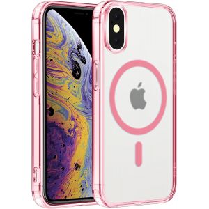 TRAHOO-Coque Magn&eacute;tique pour iPhone XS Max 6,5"",Compatible avec MagSafe Recharge sans Fil,Transparent Etui PC Dur + TPU Bumper Antichoc Anti-Rayures Protection Housse pour iPhone XS Max,Rose - Neuf