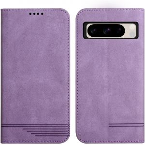 KAL-&Eacute;tui De Protection Pour T&eacute;l&eacute;phone Portable Google Pixel 8 Pro 5G 2023, En Cuir Synth&eacute;tique, Avec Fentes Pour Cartes, Fermeture Magn&eacute;tique, Fonction Support, Violet - Neuf