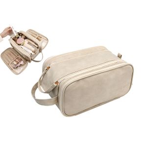 Trousse de toilette suspendue pour femme, imperm&eacute;able, organisateur de maquillage - Beige - Neuf
