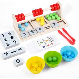Jeux Montessori 2 3 4 5 6 Ans - Aqsacokiya - Apprendre A Compter De 1 &Agrave; 10 - Jouet &Eacute;ducatif Boulier Pour Enfants Avec Cartes - Neuf