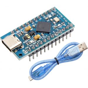 Pro Micro Con 32u4 Chip Module 1 Piece Pro Micro with Cable Pro Mini 5V/16MHz Microcontroller Development Board Update USB Typ-C Interfaz Solder Version Compatible with Arduino - Neuf