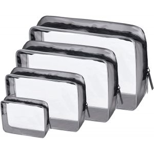 MAA-Volumoon 4 pièces Trousse de Toilette Transparente, PVC Étanche Trousse de Maquillage Voyage, Avion Sac Cosmétiques, Pochette Transparente Voyage pour Hommes, Femme, Enfant Sac de Rangment pour V - Neuf