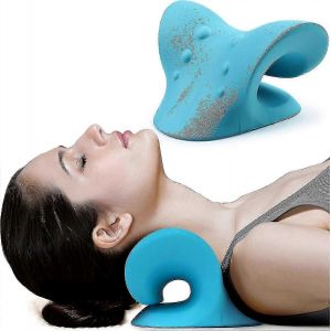 Dispositif De Traction Cervicale Pour Le Soulagement Des Douleurs Au Cou Et Aux Épaules - Chiropractic Pillow Neck Stretcher (Bleu) - Neuf