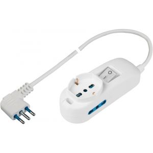 PP2500XL Multiprise P40 standard pluristandard, grande tirelire 16 A, c&acirc;ble de 1,5 m et interrupteur, blanc, 3500 W - Neuf