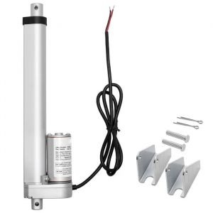 Actionneur Lin&eacute;aire 12 V-Duoku-Course de 101,6 mm-&Eacute;tanch&eacute;it&eacute; IP54-Force de 1000 N-Vitesse de 15 mm/s-avec Supports de Montage - Neuf