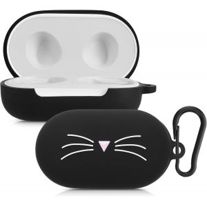 Housse pour &eacute;couteurs Compatible avec Samsung Galaxy Buds/Buds Plus Coque - Coque de Protection en Silicone - Noir-Blanc - Neuf