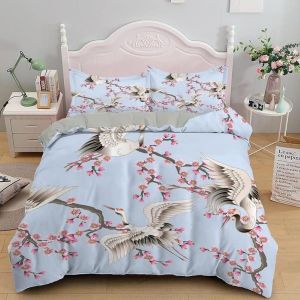 Housse De Couette X Grue Japonaise, D Imprim&iquest;&iquest;E Microfibre Parure De Lit Grue Japonaise Housse De Couettes Personne Avec X Taie D'oreiller X Cm - Neuf