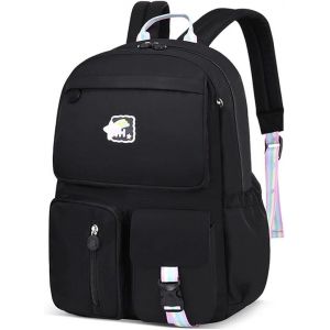 (41x30x12cm Noir) Sac À Dos Pour Enfants, Sacs D'école Pour Filles Et Garçons, Sacs D'école Pour Étudiants, Sacs À Dos D'école De Voyage En Plein Air, Sacs À Dos D'école En Polyester Imperméable - Neuf