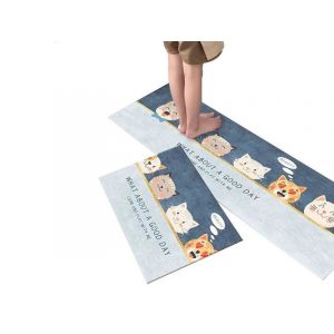 Lot De 2 Tapis De Sol Antid&eacute;rapants Pour Cuisine Et Maison, 40 X 60 Cm Et 40 X 120 Cm, En Polyester, Faciles &Agrave; Nettoyer - Neuf