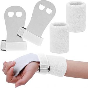Gants De Pr&eacute;hension Pour Enfant - Gants En Cuir Et Bandages De Poignet - Protection Paumes Pour Gymnastique/Barre(Blanc,S) - Neuf