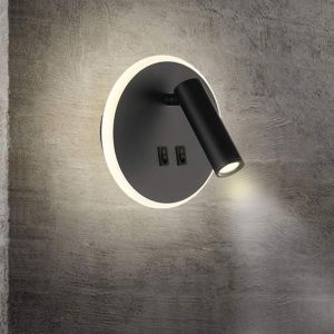 Ulteronixshop-Feux De Chevet Led Lampe Murale Hotel Int&eacute;rieur Lumi&egrave;res Mural Lit Lampe Murale Couloir Avec Interrupteur Noir 3w + 9w (Rond) - Neuf