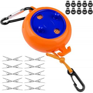 8m Corde A Linge Retractable Avec 10 Boucles Fixes Et 20 Pinces Coupe-Vent, Clothesline Exterieur Portable Pour Drap De Lit, Fil À Linge Pour Jardin, Camping-Car, Buanderie, Voyage - Neuf