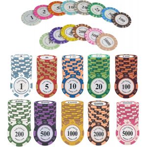 50pcs Jetons Poker Avec Valeur,Jetons Poker Professionnel,Jetons Texas Poker Jetons De Bingo Jetons De Jeu Colorés Jetons Texas Hold'em Jetons De Poker Club Chips Pour Le Poker,Casino Et Jeux - Neuf