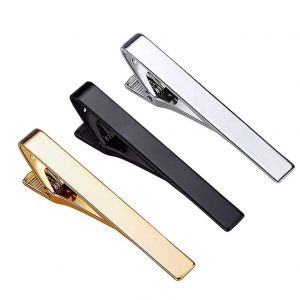 3pcs Clip De Cravate Pour Hommes, Clip De Cravate Classique, Clip De Cravate Noir Or Argenté, Adapté Aux Affaires - Neuf