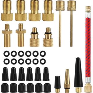 36 Pièces Embout Pompe Velo,Embout Pompe À Vélo,Embout Gonflage Velo Dv/Av/Sv,Adaptateur De Embout Gonflage Ballon Avec Aiguille Gonflage Ballon Pour Compresseurs Pompes - Neuf