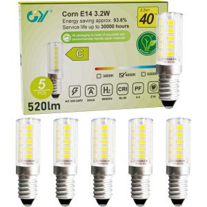 Ampoule Led E14,3.2w Ampoule Maïs Led (Équivalent 40w),520 Lumens 4000k Blanc Neutre,Ampoule Petite Culot À Vis,Pour Hotte,Lustre,Non-Dimmable,Lot De 5 - Neuf