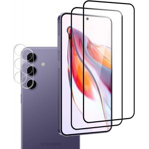 Kal-Lot De 2 + 2 Films De Protection D'écran En Verre Blindé Pour Appareil Photo Samsung Galaxy S24 -Dureté 9h Hd -Sans Bulles -Précision Tactile 100 % Résistante Aux Rayures -Couverture - Neuf