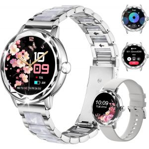 Montre Connectée Femme Avec Appels,123 Modes Sportifs,Visionneuse De Sommeil,Suivi Du Cycle Menstruel,Ip68 Montre Femme Connectée,Support Français,Argent Smartwatch - Neuf