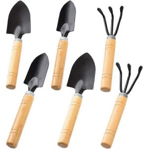 Petit râteau à pelle manche en bois bonsaï manche en bois tête en métal Mini râteau à pelle ensemble durable facile à transporter - Neuf