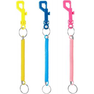 KAL-3 Pack Porte-Cl&eacute;s &Agrave; Ressort R&eacute;tractable Porte-Cl&eacute;s En Spirale Avec Clip En Plastique Porte-Cl&eacute;s Anti-Perte Extensible Pour Cl&eacute;s Portefeuille - Neuf
