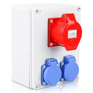 Distributeur Mural, R&eacute;partiteur De Courant, R&eacute;partiteur De Courant 16 A 5P Avec 2 Prises 220 V, Distributeur De Courant Ip44, Bo&icirc;te De Distribution &Eacute;lectrique, Distributeur De Courant De - Neuf