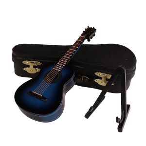 Mod&egrave;le De Guitare Miniature En Bois De Tilleul, D&eacute;coration Musicale Avec Support Et Bo&icirc;te De Rangement, Cadeau D'anniversaire Et De No&euml;l, Instrument De Collection Pour Musiciens, 16 Cm - Neuf