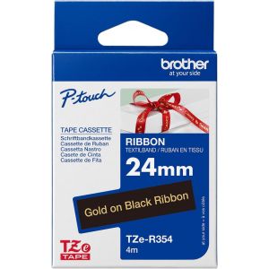 textiles TZe-R354 Ruban adh&eacute;sif pour P-touch D600VP, E500VP, E550WVP, H500, P700, Cube Plus, P750W, P900W, P950NW) Dor&eacute; sur noir 24 mm - Neuf