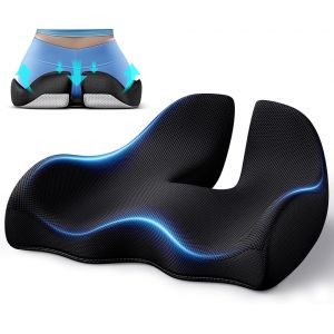 SUBZONAL-Coussin de Si&egrave;ge, Coussin Coccyx Ergonomique pour Bureau et Voiture, Soulager La Douleur Sciatique, Coussin Chaise avec Housse Lavable, Coussin de Soutien Lombaire pour Assise Prolong&eacute;e - Neuf