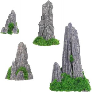 MEVRONISSHOP-Lot de 8 d&eacute;corations miniatures en forme de paysage zen en r&eacute;sine - Mod&egrave;le de montagne - D&eacute;coration d'aquarium - Mini bonsa&iuml; - Bonsa&iuml; - Neuf