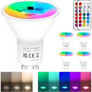 Ampoule Rgb Gu10 Led Couleur, 5w Équivalent 50w 450lm, Blanc Chaud Led Gu10 Dimmable, Ampoule Gu10 Telecommande, Spot Lot De 4[Amp742151] - Neuf