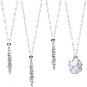 Kal-3 Pièce Cage Support En Cristal, Collier Porte-Cristal Fait À La Main, Porte-Collier En Pierre, Pierres Précieuses Quartz Pour Femmes Et Hommes (Longueur D'environ 17.2 Pouce/43.8cm) - Neuf