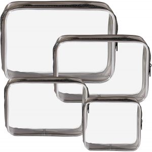 KALANKA-4 Pièces Trousse de Toilette Transparente Étanche Trousse de Voyage Sacs d'avion Multifonction Trousse Voyage TSA Kit Voyage Avion Sac Cosmétiques Organisateur Valise pour Homme et Femme (Noi - Neuf