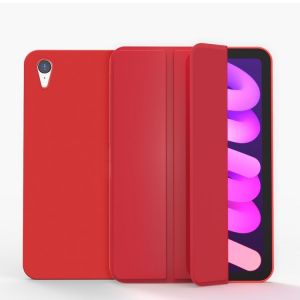 Étui En Cuir Tpu Mat Double Face Pour Ipad Mini 2024 / Mini 6 Avec Support Pliable Et Fonction Veille/Réveil - Rouge - Neuf