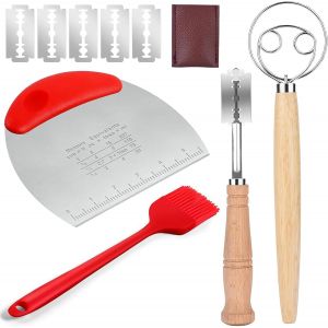 Ensemble D'outils De Cuisson Du Pain Au Levain, Comprend Fouet À Farine, Grattoir À Pâte, Couteau À Pain Avec Lame Et Couvercle, Brosse À Pain, Pour La Pâtisserie Domestique - Neuf