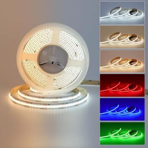 Rgbcct Cob Ruban Led 5M 24V, Rgb+2700K-6500K Cct Tunable Multicolor Bande Led Autocollante, 840Leds/M 21W/M Bright Colour Changing Led Strip 12Mm 6Pin (Bandeau Led Uniquement) - Neuf