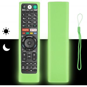 Coque De T&eacute;l&eacute;commande En Silicone Compatible Avec Sony Smart Tv Rmt-Tx100D Rmt-Tx300E Rmf-Tx310E Rmt-Tx200E Rmf-Tx200E T&eacute;l&eacute;commande Housse De Protection Antichoc Avec Vert Fluorescent Et Cordon De - Neuf