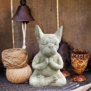 Bouledogue fran&ccedil;ais Statue Bulldog Ornement, Chien Statue, D&eacute;coration de Jardin, Chien Don Comm&eacute;moratif, Jardin, Statue, pour la M&eacute;ditation ou la D&eacute;coration de la Maison 15cm - Neuf