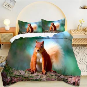 Housse De Couette X Brun, &iquest;&iquest;Cureuil Parure De Lit Personnes Microfibre Doux Respiran Housse Couette Avec Fermeture &iquest;&iquest;Clair, Ensemble De Literie Avec Taie D'oreillers X Cm - Neuf