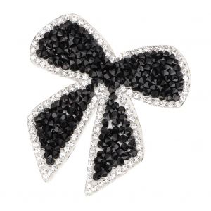 Jolis patchs autocollants brodes avec noud en strass et chaine en cristal (noir) - Neuf
